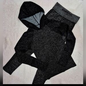 Bebe Sport Body Signature Logo Black/Space Dyed Joggers Set - Size XS.